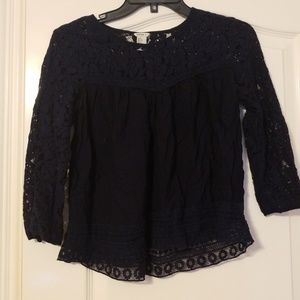 Navy blue crop top with lace